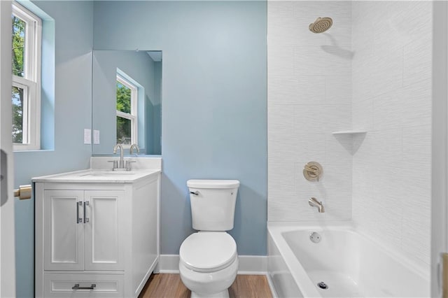 5233 Groovers Landing Rd SE, Acworth, GA 30101 - bathroom featuring vanity, tub / shower combination, and wood finished floors