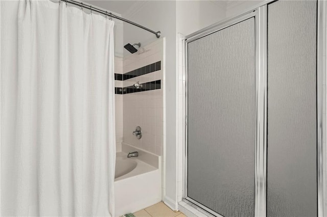 3334 Peachtree Rd NE Unit 1609, Atlanta, GA 30326 - bathroom featuring tile patterned flooring and shower / bathtub combination with curtain