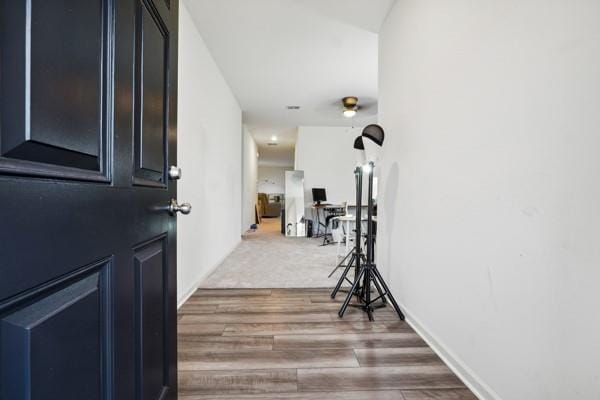 foyer entrance with wood-type flooring