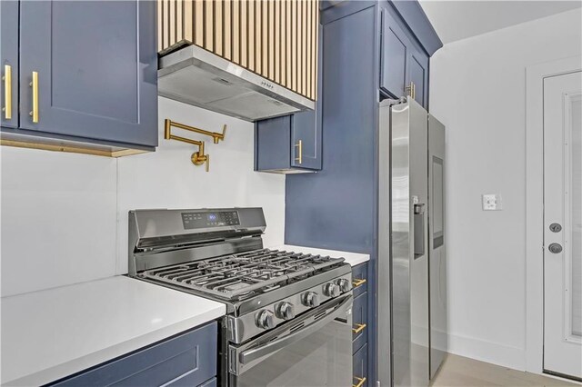 kitchen with sink and blue cabinets