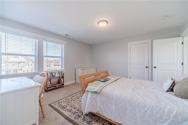 carpeted bedroom featuring a closet