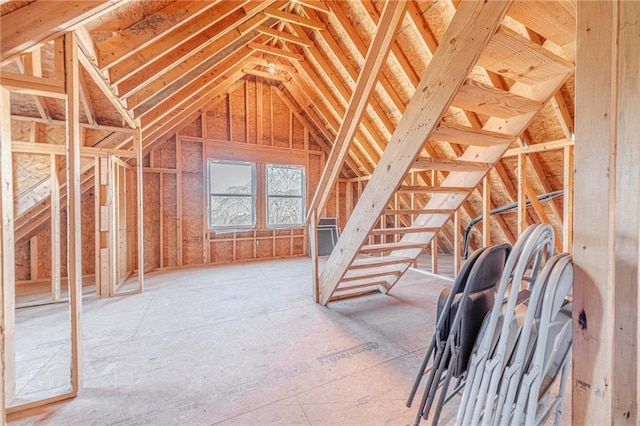 view of unfinished attic