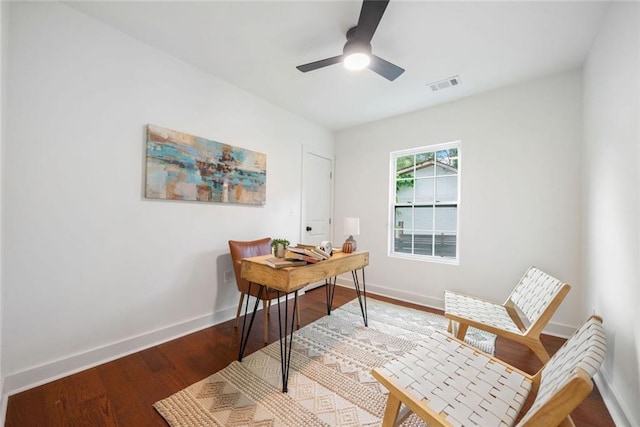 2822 Waters Rd SW, Atlanta, GA 30354 - office area with baseboards, wood finished floors, and ceiling fan