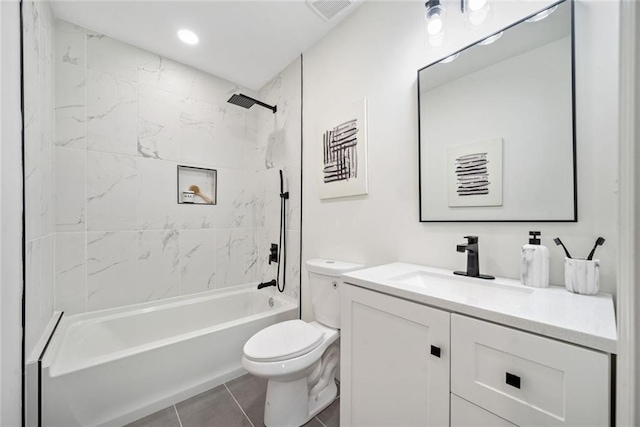 2822 Waters Rd SW, Atlanta, GA 30354 - full bath featuring toilet, vanity,  shower combination, and tile patterned floors