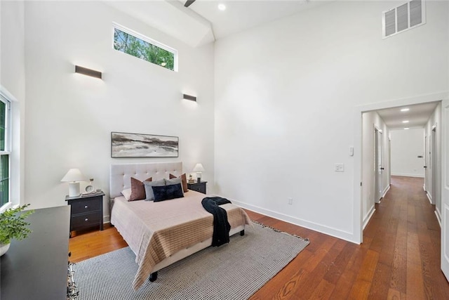 2822 Waters Rd SW, Atlanta, GA 30354 - bedroom with a high ceiling, hardwood / wood-style flooring, baseboards, and recessed lighting