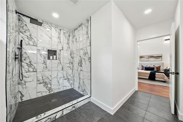 2822 Waters Rd SW, Atlanta, GA 30354 - full bath with ensuite bathroom, a marble finish shower, recessed lighting, and baseboards