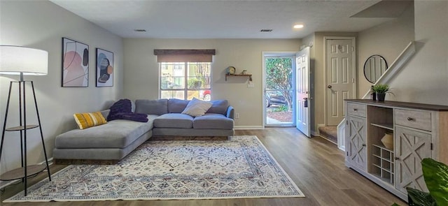 living room with wood-type flooring