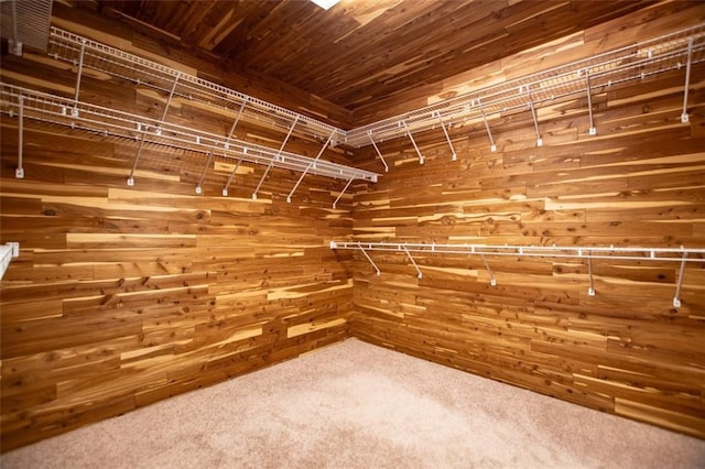 walk in closet featuring carpet floors