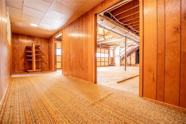 interior space with wooden walls