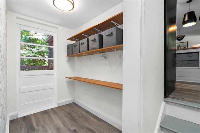 interior space with hardwood / wood-style floors