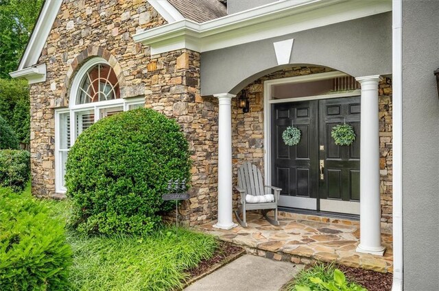 1473 Cardova Pointe, Dunwoody, GA 30338 - view of exterior entry featuring stone siding and stucco siding