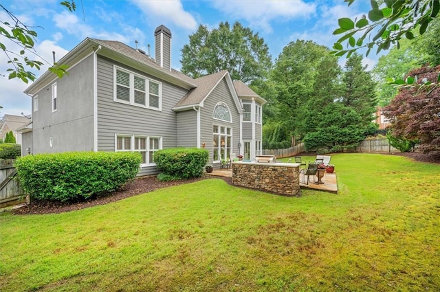 1473 Cardova Pointe, Dunwoody, GA 30338 - rear view of house featuring a chimney, a fenced backyard, and a patio area