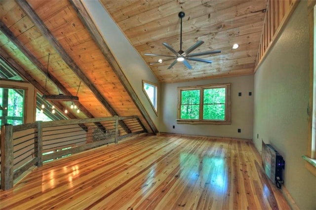 179 Huckleberry Ln, Ellijay, GA 30536 - bonus room featuring wood ceiling, hardwood / wood-style flooring, and a ceiling fan