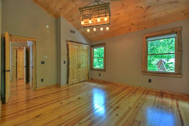 179 Huckleberry Ln, Ellijay, GA 30536 - unfurnished room featuring wooden ceiling, hardwood / wood-style flooring, baseboards, and high vaulted ceiling