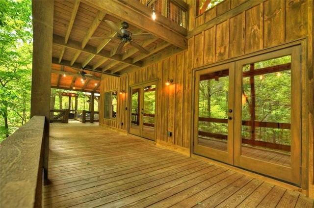 179 Huckleberry Ln, Ellijay, GA 30536 - wooden deck with french doors and ceiling fan