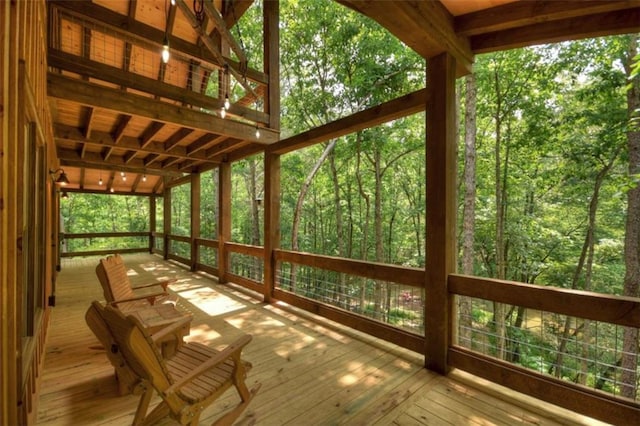 179 Huckleberry Ln, Ellijay, GA 30536 - wooden deck featuring a forest view