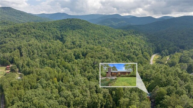 bird's eye view with a mountain view