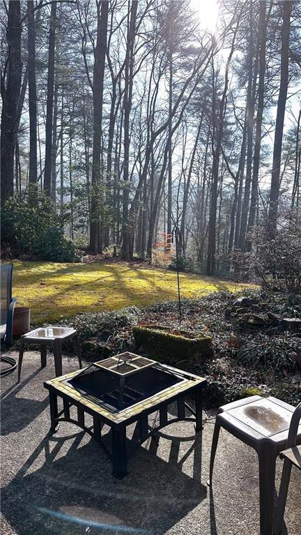 exterior space featuring a fire pit