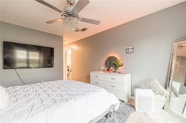 970 Sidney Marcus Blvd Unit 1217, Atlanta, GA 30324 - bedroom featuring ceiling fan, visible vents, and light colored carpet