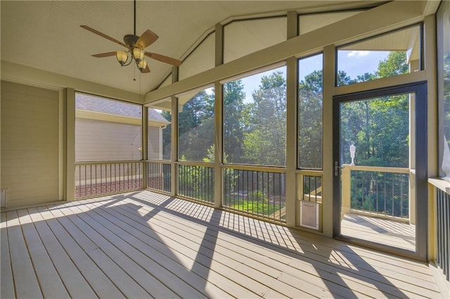 4424 Longmead Rd, Flowery Branch, GA 30542 - unfurnished sunroom with ceiling fan and vaulted ceiling