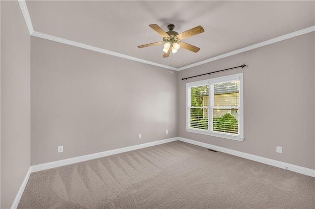 4424 Longmead Rd, Flowery Branch, GA 30542 - spare room with carpet floors, a ceiling fan, and crown molding