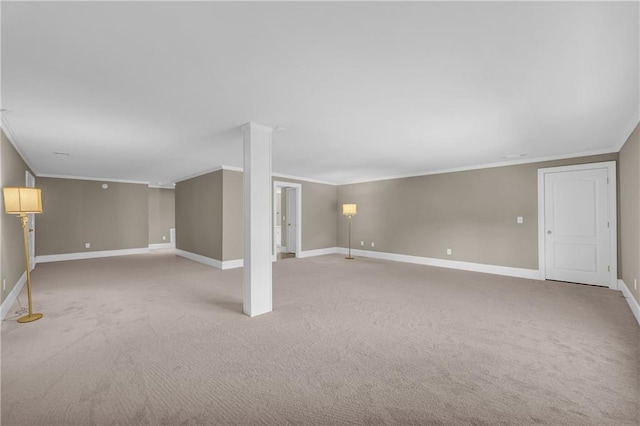 4424 Longmead Rd, Flowery Branch, GA 30542 - below grade area with ornamental molding and light colored carpet