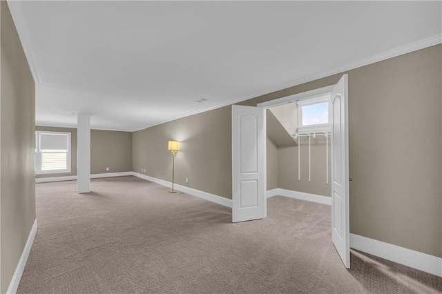 4424 Longmead Rd, Flowery Branch, GA 30542 - below grade area with carpet flooring and ornamental molding