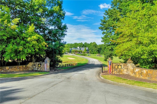 4424 Longmead Rd, Flowery Branch, GA 30542 - view of asphalt road with curbs and street lights