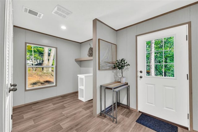551 Fern Valley Trl, Clarkesville, GA 30523 - entrance foyer featuring crown molding, light wood finished floors, and healthy amount of natural light