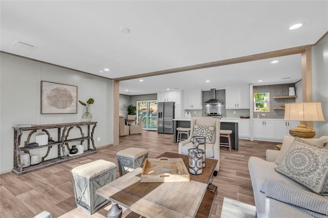 551 Fern Valley Trl, Clarkesville, GA 30523 - living room with recessed lighting, light wood-style floors, and baseboards
