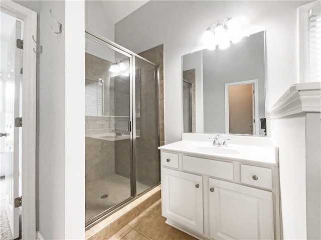 200 Pine Trl, Dallas, GA 30157 - full bath with a stall shower, vanity, and tile patterned flooring