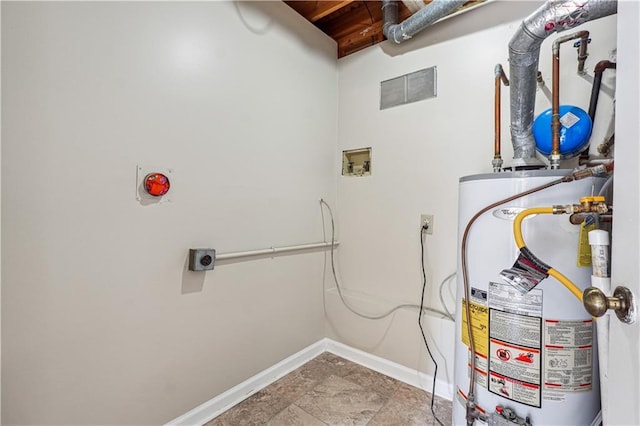 utility room with gas water heater