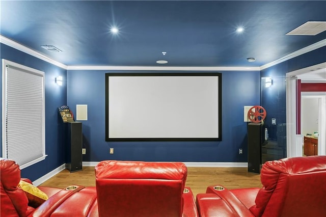 1165 Laurel Pl SE, Smyrna, GA 30080 - home theater room with wood finished floors, ornamental molding, and recessed lighting
