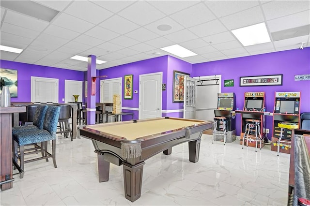 1165 Laurel Pl SE, Smyrna, GA 30080 - recreation room featuring a drop ceiling, marble finish flooring, and pool table