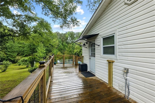 deck with a lawn