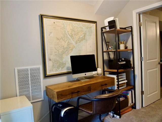 view of carpeted office space