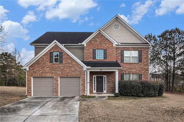 view of front of house with a garage