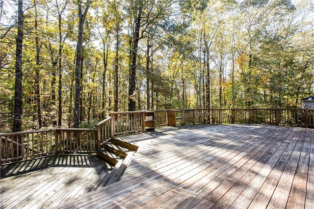 deck with a forest view