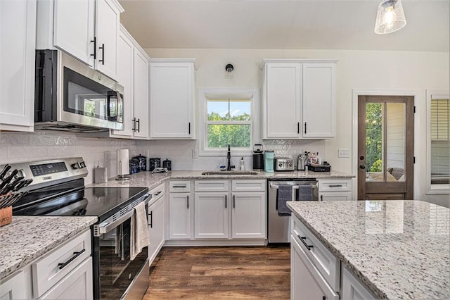 461 Barnwood Dr, Rockmart, GA 30153 - kitchen with stainless steel appliances, a sink, plenty of natural light, and white cabinetry