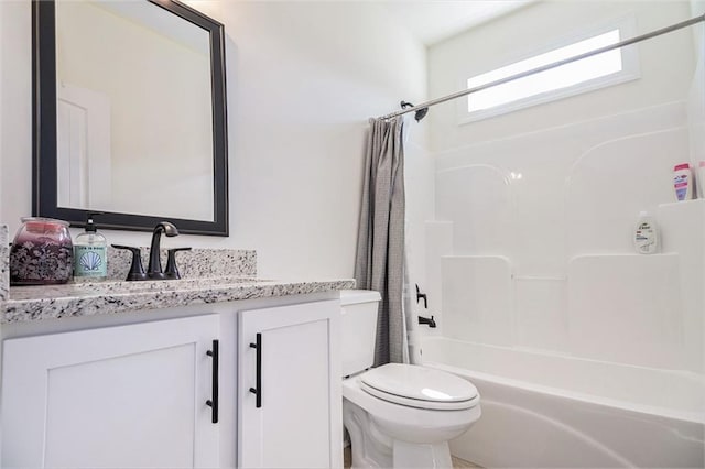 461 Barnwood Dr, Rockmart, GA 30153 - bathroom featuring toilet, vanity, and shower / bath combo with shower curtain