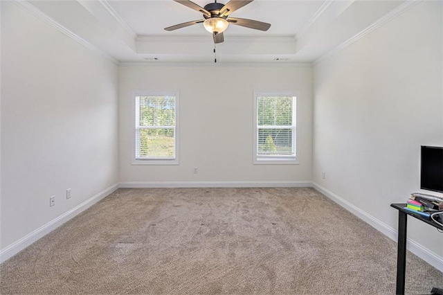 461 Barnwood Dr, Rockmart, GA 30153 - empty room with a tray ceiling, healthy amount of natural light, carpet floors, and crown molding