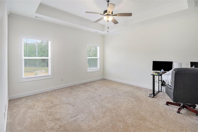 461 Barnwood Dr, Rockmart, GA 30153 - unfurnished office featuring ornamental molding, a raised ceiling, carpet, and baseboards