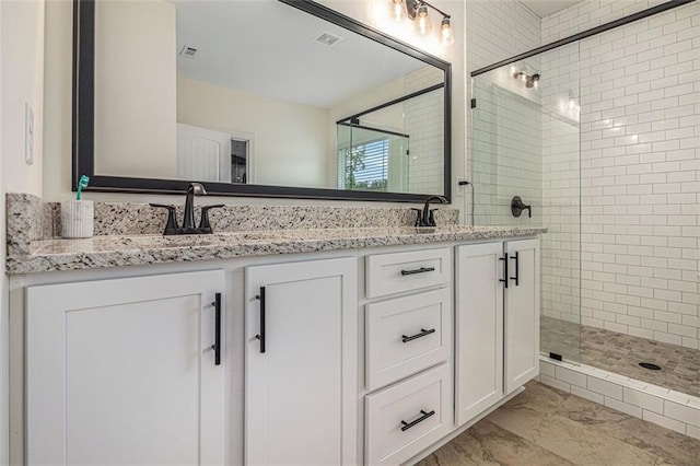 461 Barnwood Dr, Rockmart, GA 30153 - full bathroom with marble finish flooring, a stall shower, and double vanity