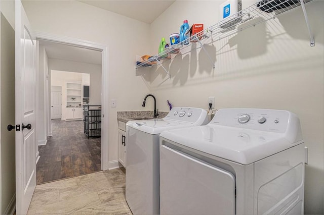 461 Barnwood Dr, Rockmart, GA 30153 - laundry area featuring independent washer and dryer, cabinet space, and baseboards