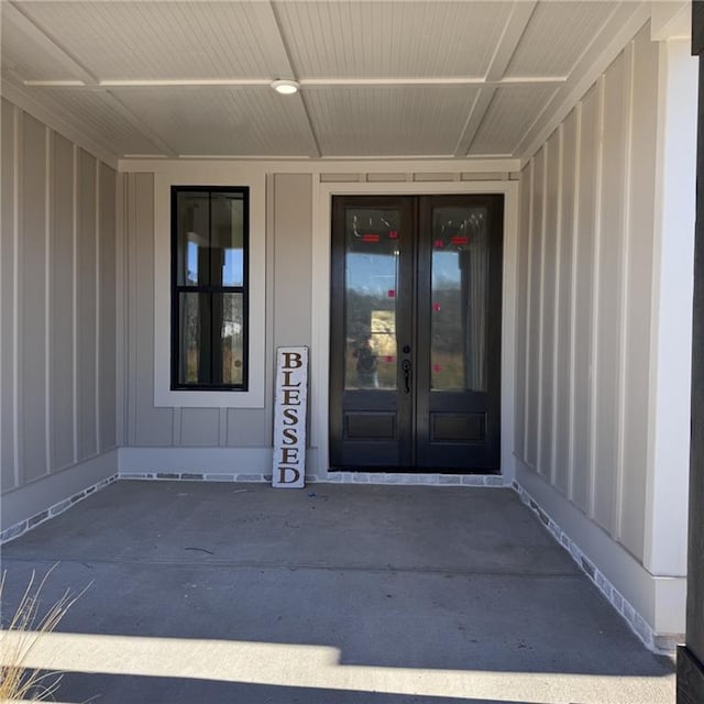 property entrance with french doors