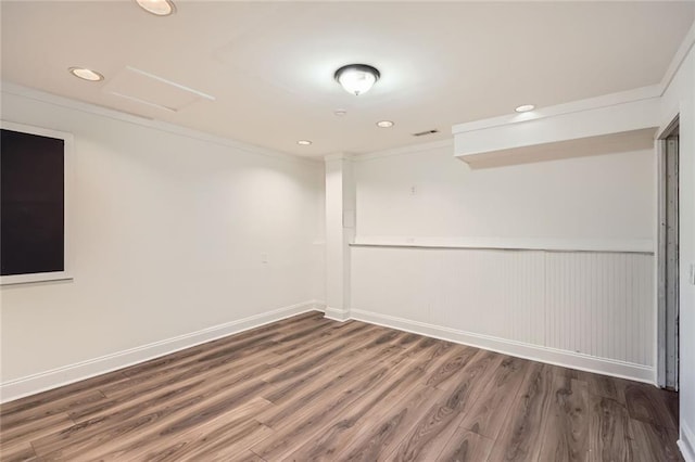 3290 Spincaster Way, Loganville, GA 30052 - unfurnished room featuring crown molding, wood finished floors, and recessed lighting