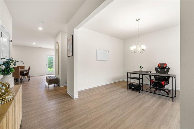 228 Whitneys Way, Dallas, GA 30157 - foyer entrance with light wood finished floors, baseboards, recessed lighting, and a chandelier
