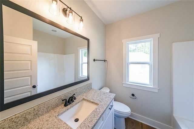 82 Lexie Ct, Rockmart, GA 30153 - full bathroom with healthy amount of natural light, toilet, vanity, and a shower