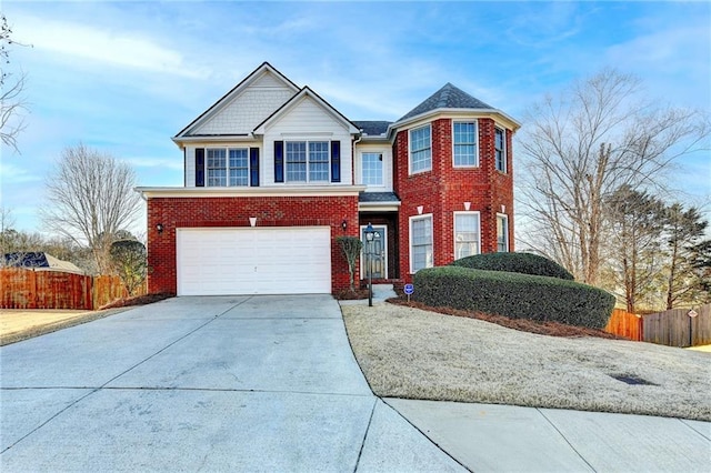 view of front of house with a garage