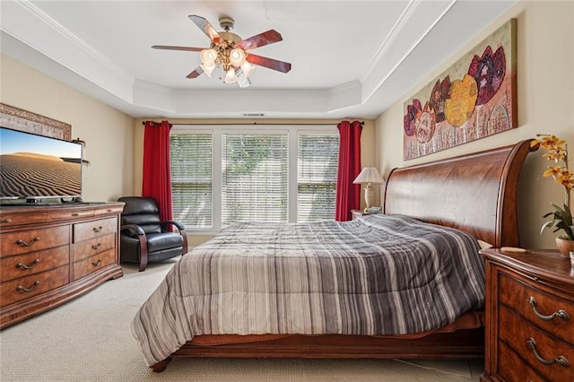 25 Hampreston Ct, Johns Creek, GA 30022 - bedroom featuring carpet flooring, a raised ceiling, ceiling fan, and crown molding